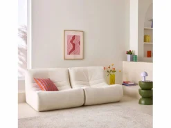 Sweeek Sofá modular en borreguito texturizado, 2 plazas Blanco