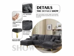 Sofá modular en U (272x136x88 cm) - 6 plazas en chenilla - Convertible en cama - Configuración relax^ Outlet