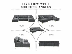 Sofá modular en U (272x136x88 cm) - 6 plazas en chenilla - Convertible en cama - Configuración relax^ Outlet