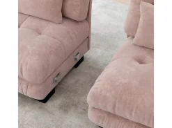 DripeX Sofá modular esquina 4 plazas - con 2 pouf y 6 cojines - DIY forma U/L - 406x145x81cm - Rosa Discount