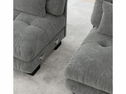DripeX Sofá modular esquina 4 plazas - con 2 pouf y 6 cojines - DIY forma U/L - 406x145x81cm - Gris Hot