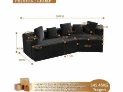 Sofá modular esquinas transformable pana versátil para salón Negro Online