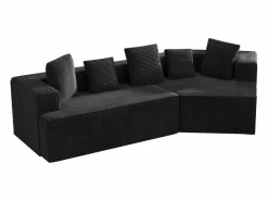 Sofá modular esquinas transformable pana versátil para salón Negro Online