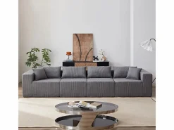 DripeX Sofá Modular|Sofás Club|Sofá modular ángulo - Terciopelo acanalado - 3/4 plazas - 3 cojines y 3 orejeros -