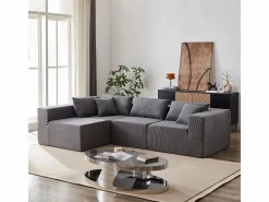 DripeX Sofá Modular|Sofás Club|Sofá modular ángulo - Terciopelo acanalado - 3/4 plazas - 3 cojines y 3 orejeros -