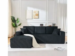 DripeX Sofás Club|Sofá modular ángulo izquierdo terciopelo acanalado, 2 cojines y chaise longue 128cm,