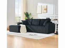 DripeX Sofás Club|Sofá modular ángulo izquierdo terciopelo acanalado, 2 cojines y chaise longue 128cm,