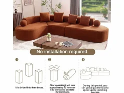 DripeX Sofás Club|Sofá modular ángulo izquierdo Chenilla - 5 Plazas - 4 orejeros - - 327x215x65cm