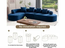 DripeX Sofá modular ángulo izquierdo Chenilla - 5 Plazas - 4 orejeros - - 327x215x65cm Azul Online
