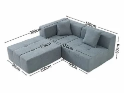 Sofá modular ángulo tela - puf y 2 orejeros - - 270x100x60cm^DripeX Hot