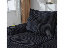 DripeX Sofás Club|Sofá modular ángulo terciopelo acanalado, portavasos, 2 pufs y 3 cojines, 268x174x80cm,
