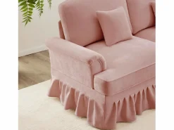 Sofá modular U líneas curvas reposabrazos florales puf móvil chenilla salón Rosa Discount