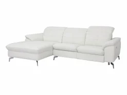 Vente-unique Sofá (ángulo izquierdo) relax de piel blanca - LISMORE Blanco Outlet