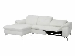 Vente-unique Sofá (ángulo izquierdo) relax de piel blanca - LISMORE Blanco Outlet