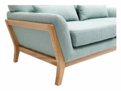 Miliboo Sofá nórdico 2 plazas azul claro patas madera YOKO Verde claro