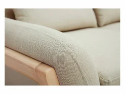 Miliboo Sofá Escandinavo|Sofá nórdico 2 plazas beige madera YOKO