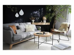 Miliboo Sofá nórdico 3 plazas desenfundable patas madera OSLO Gris claro
