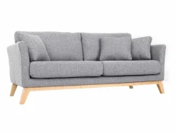 Miliboo Sofá nórdico 3 plazas desenfundable patas madera OSLO Gris claro