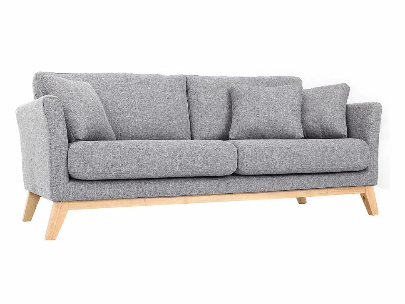 Miliboo Sofá nórdico 3 plazas desenfundable patas madera OSLO Gris claro