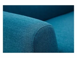 Miliboo Sofá nórdico 2 plazas petróleo y madera de caucho maciza PURE Azul Hot