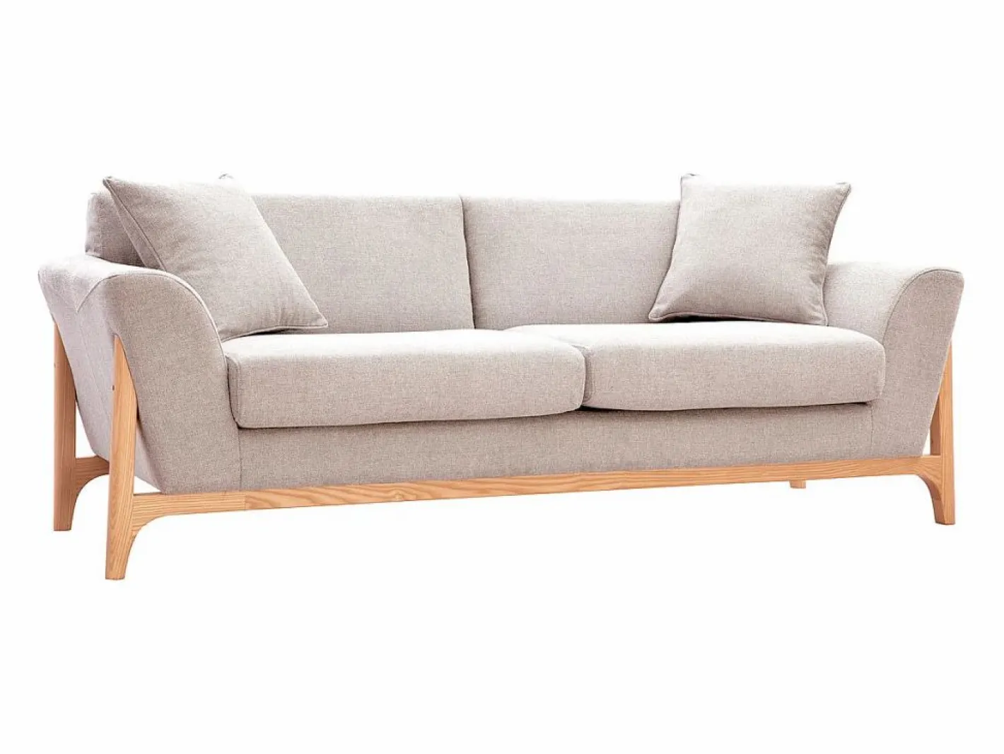 Miliboo Sofá nórdico 3 plazas y fresno ASAKO Beige