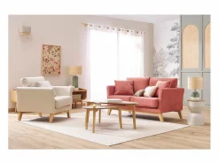 Miliboo Sofá Escandinavo|Sofá nórdico 2 plazas con funda desenfundable efecto aterciopelado color OSLO