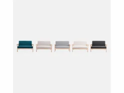 Sweeek Sofá o banco con tela y patas de madera, 2 plazas gris oscuro Gris antracita Discount