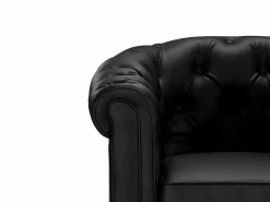 Vente-unique Sofá 3p + 1 sillón CHESTERFIELD - Piel sintética - Negro Clearance