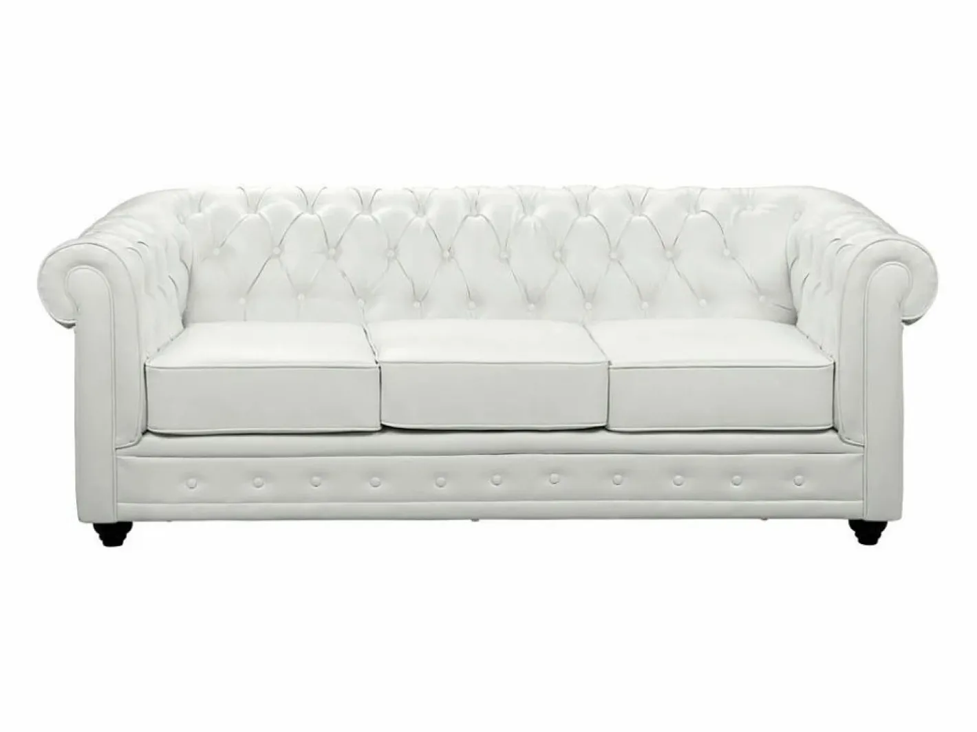 Vente-unique Sofá 3p + 1 sillón CHESTERFIELD - Piel sintética - Blanco Hot