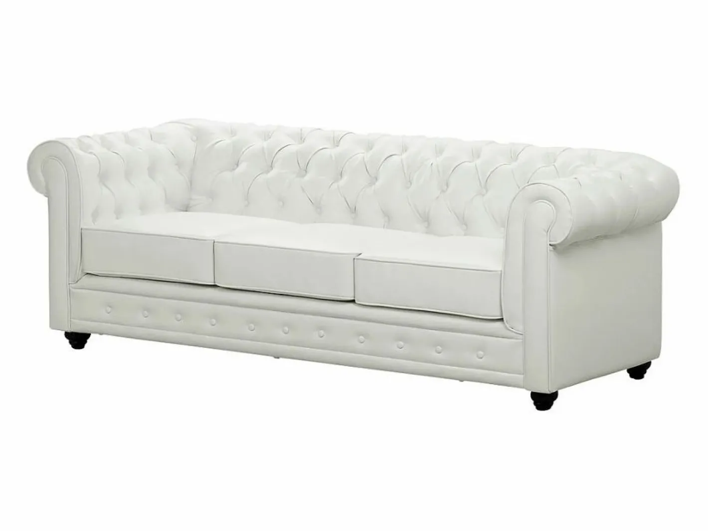 Vente-unique Sofá 3p + 1 sillón CHESTERFIELD - Piel sintética - Blanco Hot