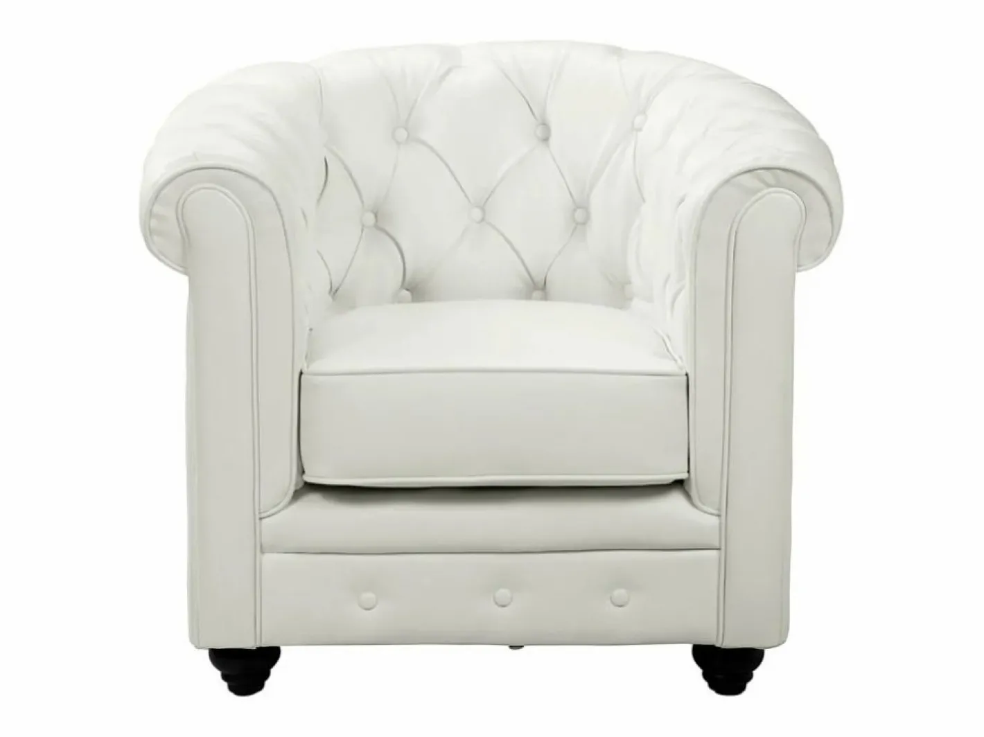 Vente-unique Sofá 3p + 1 sillón CHESTERFIELD - Piel sintética - Blanco Hot