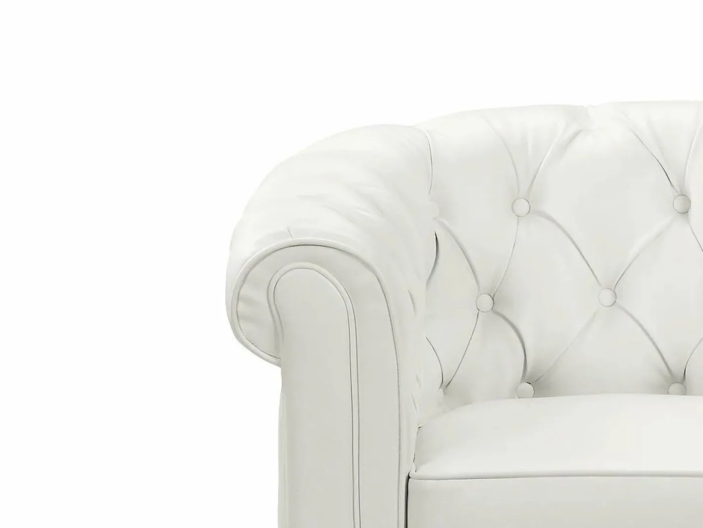 Vente-unique Sofá 3p + 1 sillón CHESTERFIELD - Piel sintética - Blanco Hot