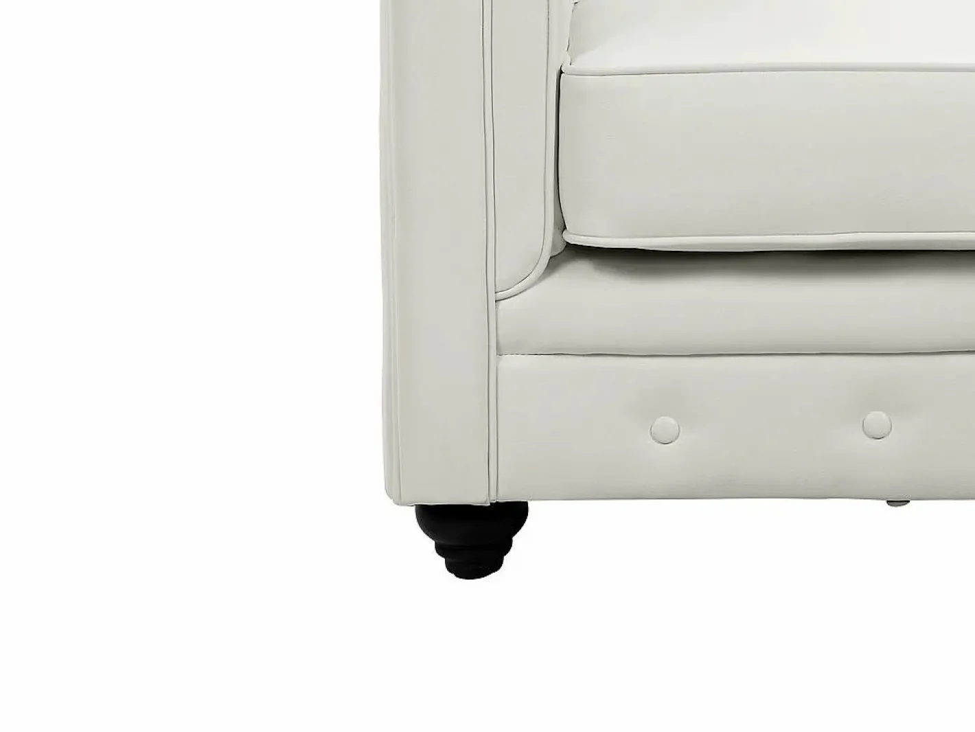 Vente-unique Sofá 3p + 1 sillón CHESTERFIELD - Piel sintética - Blanco Hot