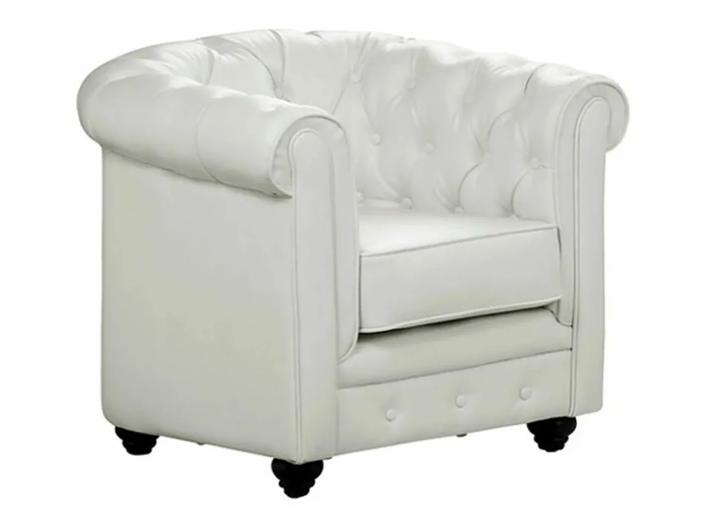 Vente-unique Sofá 3p + 2 sillones CHESTERFIELD - Piel sintética - Blanco Hot