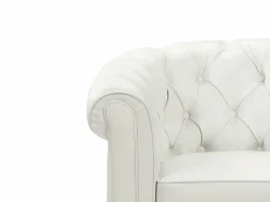 Vente-unique Sofá 3p + 2 sillones CHESTERFIELD - Piel sintética - Blanco Hot