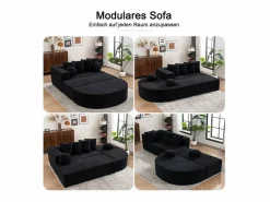 Sofá panorámico 5 plazas modular - de tejido Chenilla - con 6 cojines - 263x171x66cm^DripeX Sale