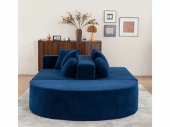 DripeX Sofá Modular|Sofás Club|Sofá panorámico 5 plazas modular - de tejido Chenilla - con 6 cojines - 263x171x66cm