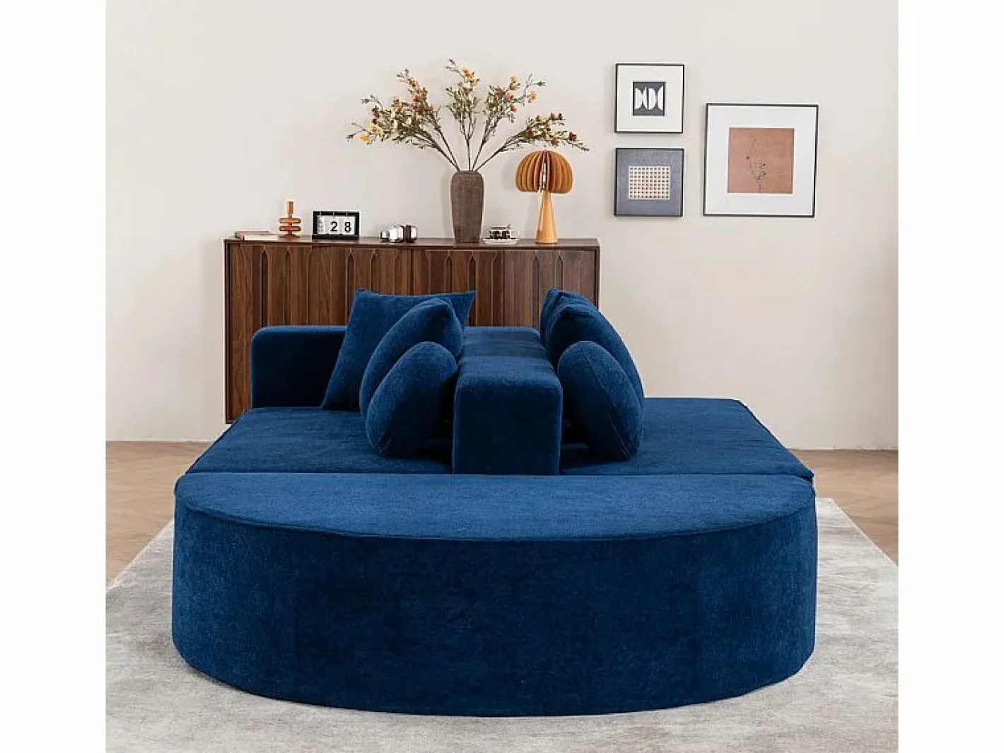 DripeX Sofá Modular|Sofás Club|Sofá panorámico 5 plazas modular - de tejido Chenilla - con 6 cojines - 263x171x66cm
