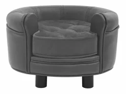 Clicnbuy Sofá para perros felpa y cuero sintético 48x48x32 cm Gris Clearance