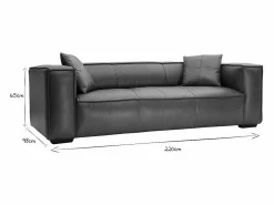 Miliboo Sofá 3 plazas moderno de piel de búfalo COBAIN Marru00f3n Clearance