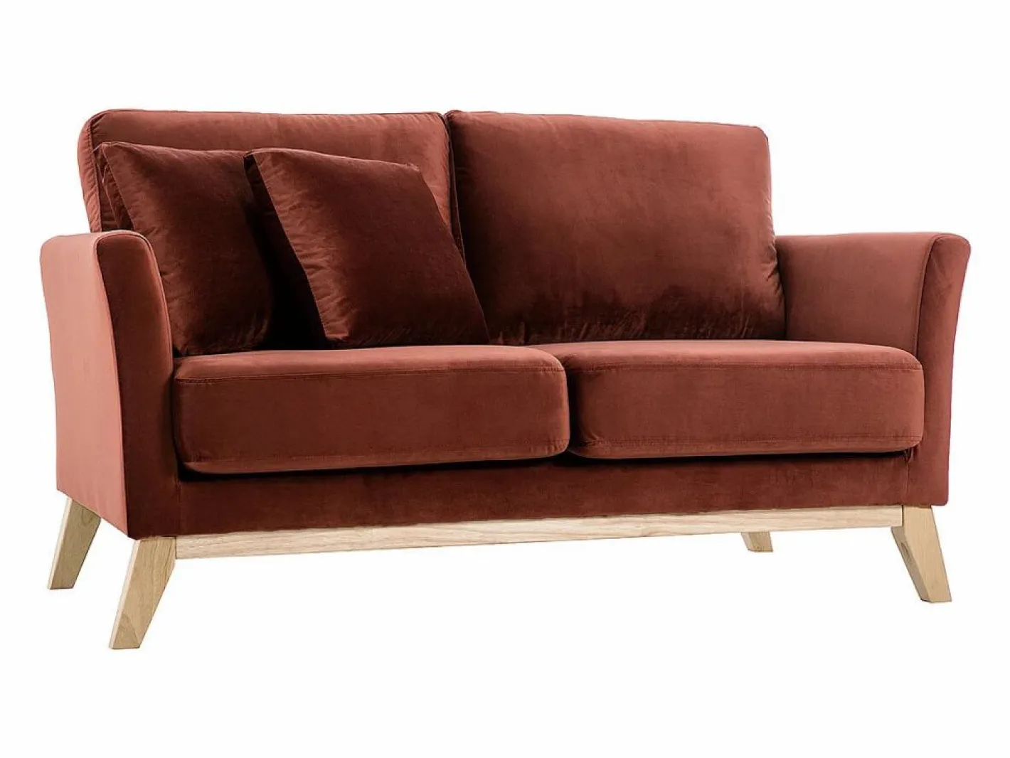Miliboo Sofá 2 plazas nórdico desenfundable de terciopelo burdeos OSLO Rojo Best