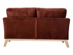 Miliboo Sofá 2 plazas nórdico desenfundable de terciopelo burdeos OSLO Rojo Best