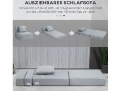 Sofá plegable 2 en 1, tejido de poliéster, (70 x 70 x 61 cm) Gris claro Outlet