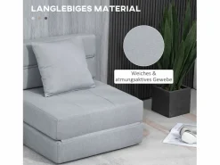 Sofá plegable 2 en 1, tejido de poliéster, (70 x 70 x 61 cm) Gris claro Outlet