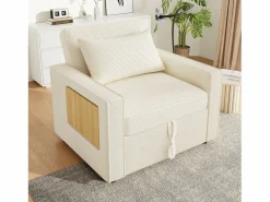 ModernLuxe Sofá plegable multifunción - con puertos de carga USB - con soporte para teléfono - Tejido de pana - Beige Outlet