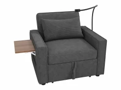 ModernLuxe Sillón Cama|Sofá plegable multifunción - con puertos de carga USB - con soporte para teléfono - Tejido de pana -