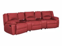 Sofá reclinable AROMA de 3 y 2 plazas en piel de vacuno roja^Vente-unique