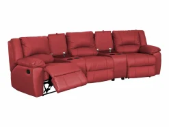 Sofá reclinable AROMA de 3 y 2 plazas en piel de vacuno roja^Vente-unique