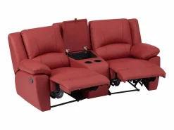 Sofá reclinable AROMA de 3 y 2 plazas en piel de vacuno roja^Vente-unique
