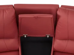 Sofá reclinable AROMA de 3 y 2 plazas en piel de vacuno roja^Vente-unique